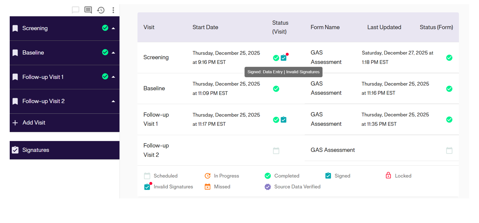 Invalid Signature Status